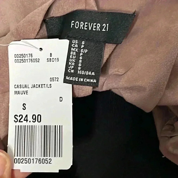 Forever 21 Open Front Waterfall Faux Suede Jacket Size S - Picture 4 of 5